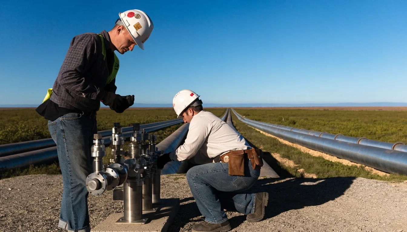 Estación compresora de gas vista en planta sobre un predio de grava en la estepa